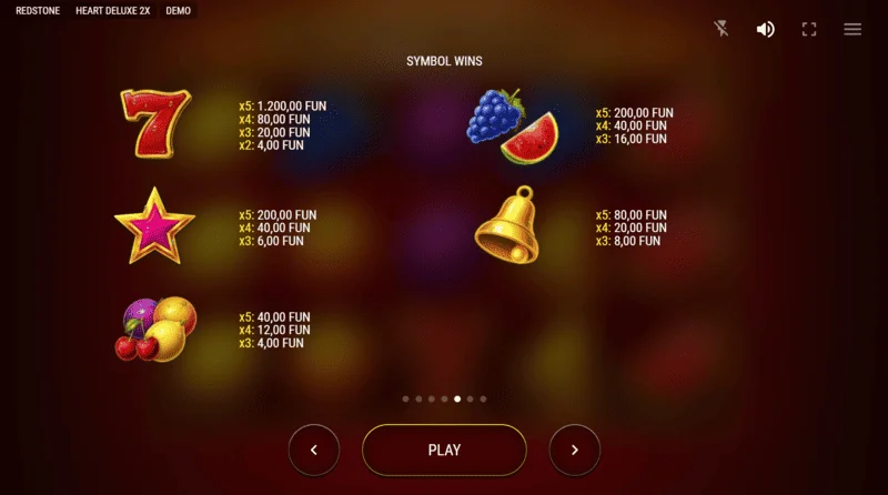 Heart Deluxe 2x - tabela isplata sa proširujućim wild srcem